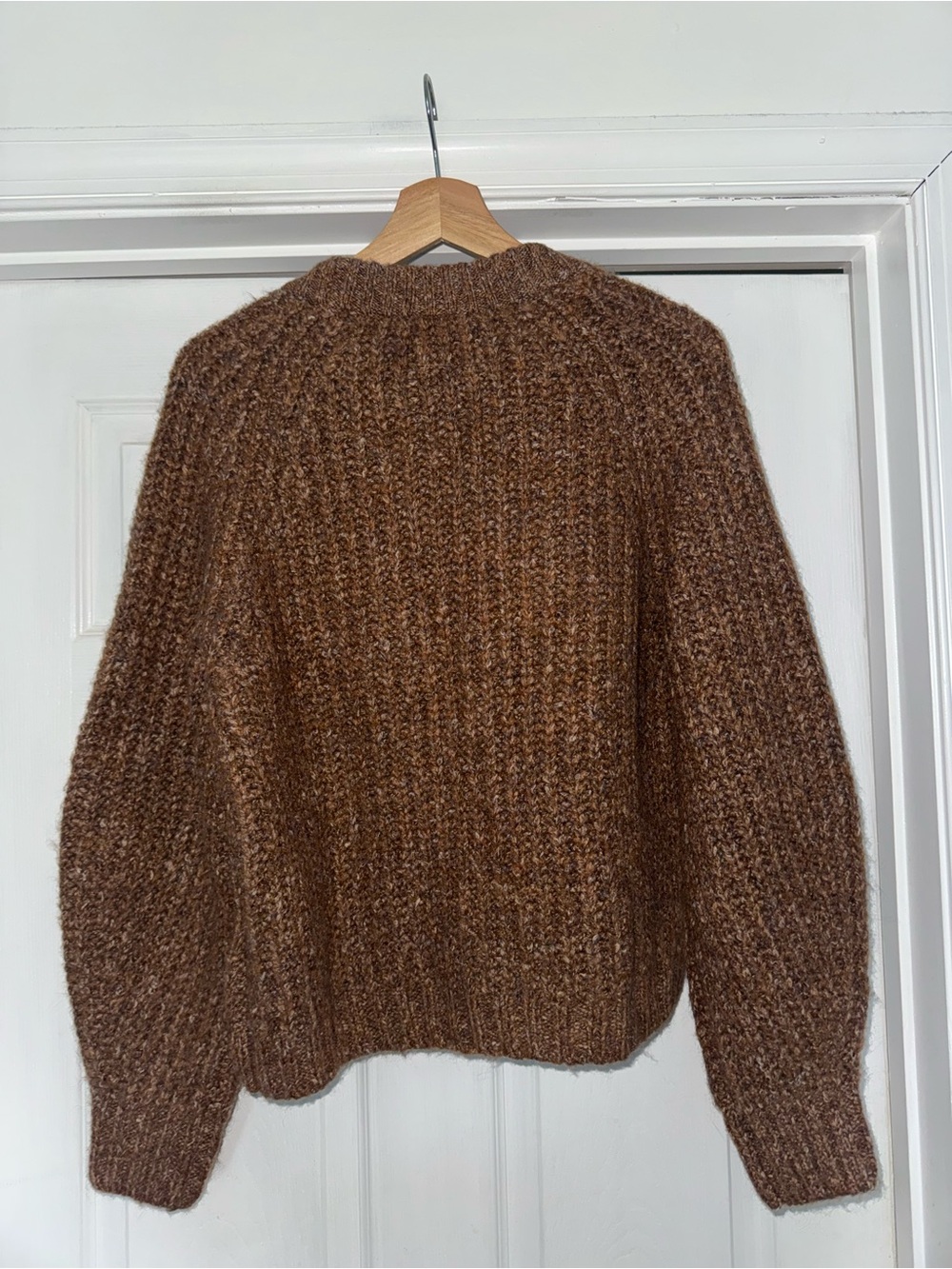 New Lucky Brand Cozy Ribbed V-Neck Brown Button Cardigan Sweater M Chunky - Picture 5 of 6